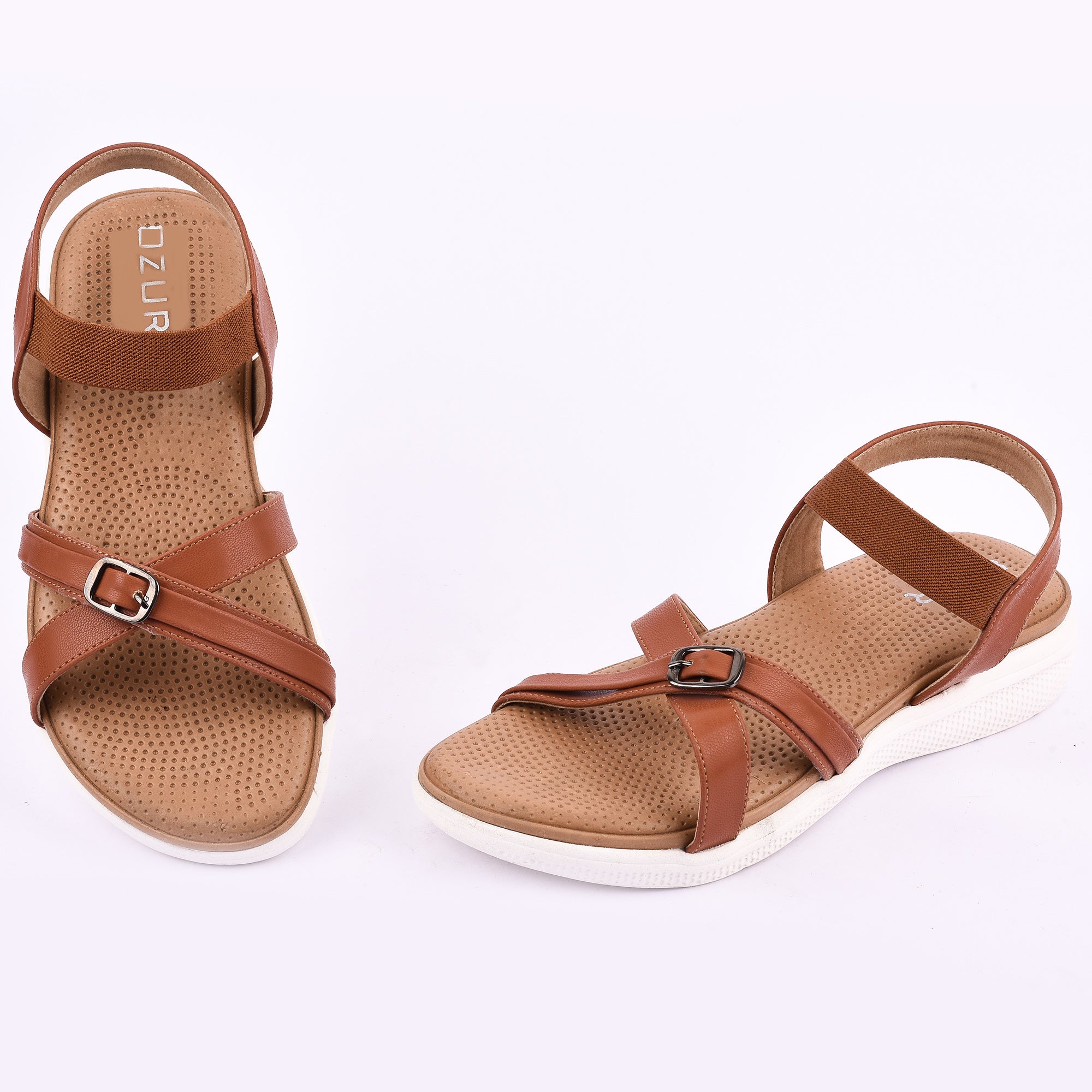 Women’s Casual Comfort Sandals with Elastic Strap and Buckle Detail
