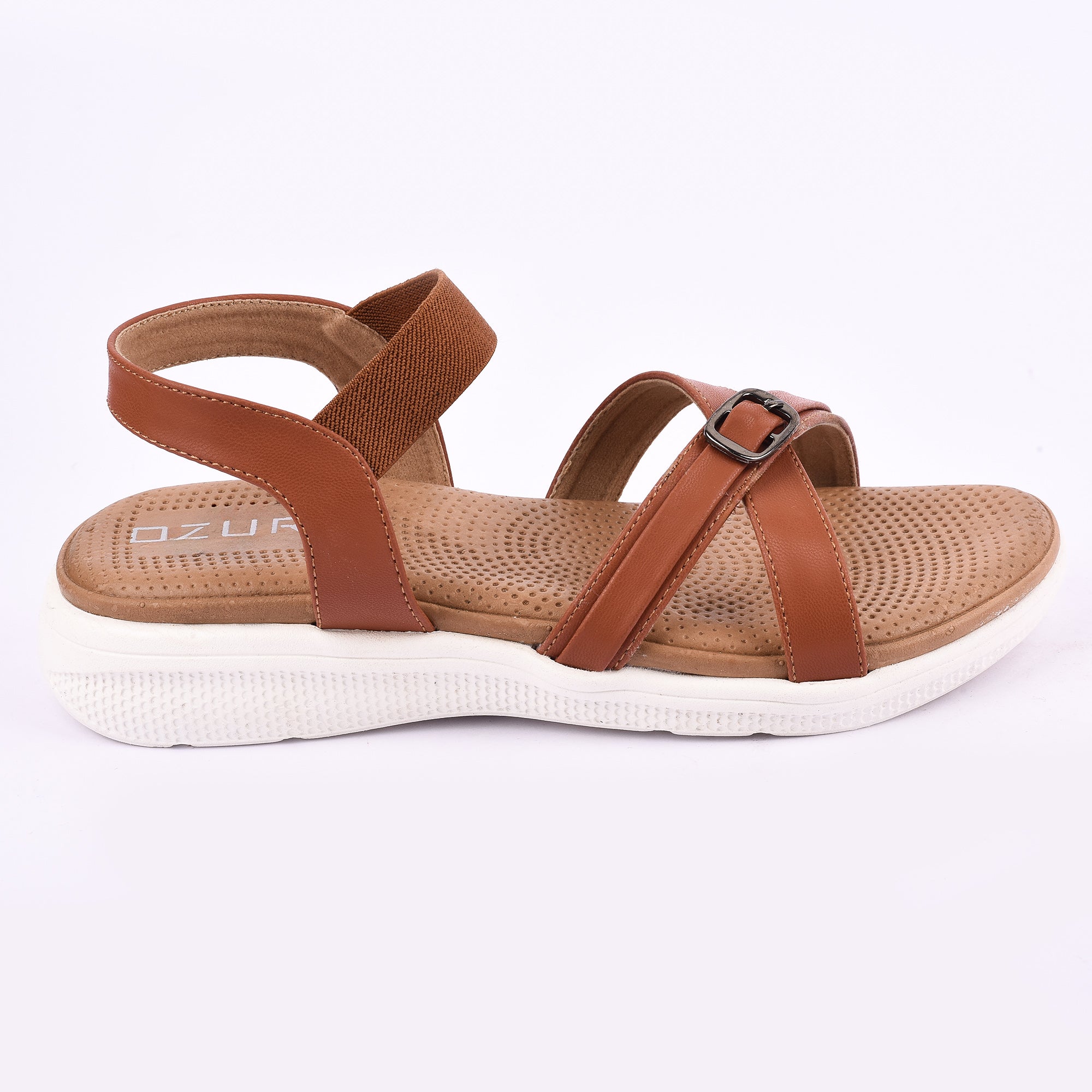 Women’s Casual Comfort Sandals with Elastic Strap and Buckle Detail