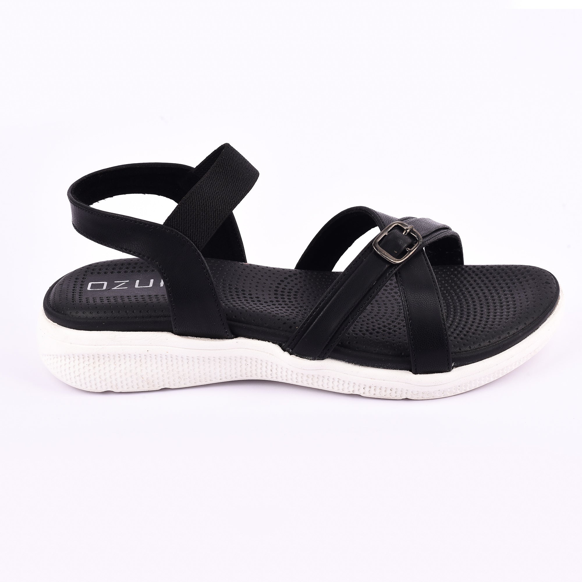 Women’s Casual Comfort Sandals with Elastic Strap and Buckle Detail