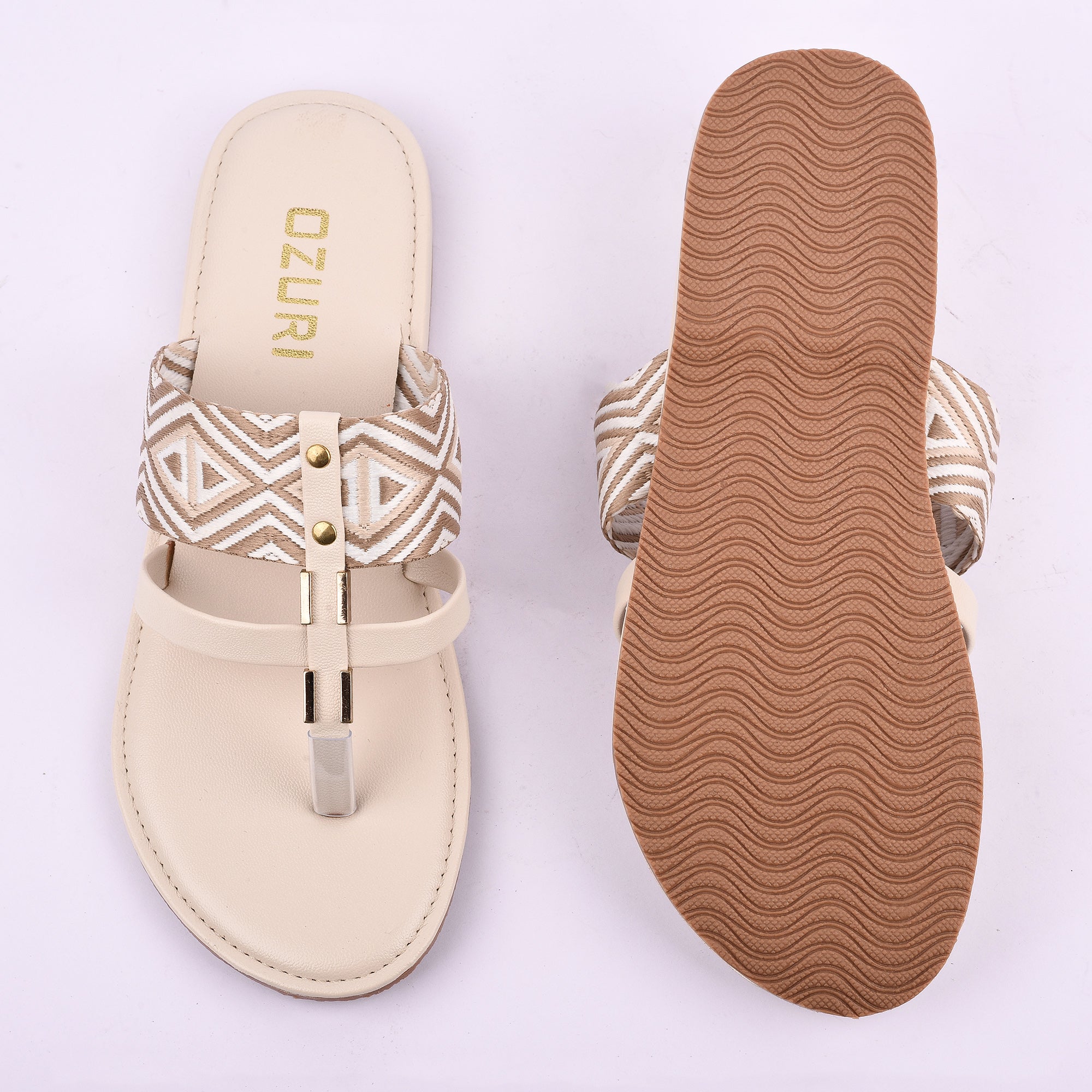 OZURI Women’s Ethnic Embroidered Flats – Stylish & Comfortable Daily Wear Sandals(10603)