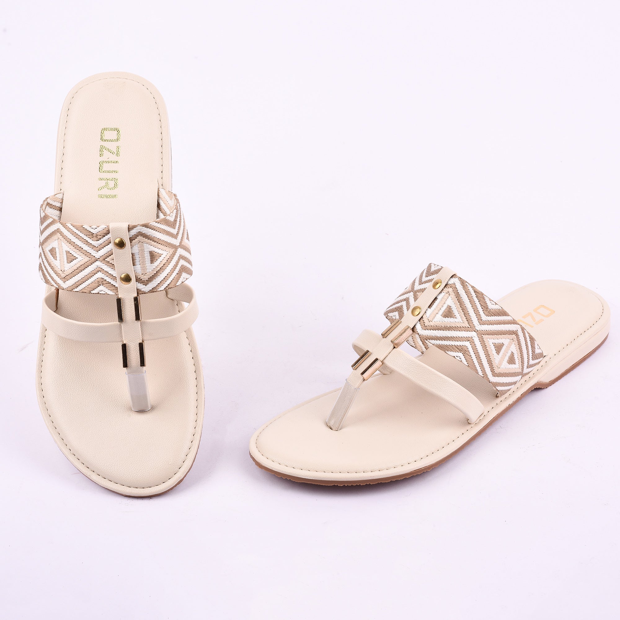 OZURI Women’s Ethnic Embroidered Flats – Stylish & Comfortable Daily Wear Sandals(10603)