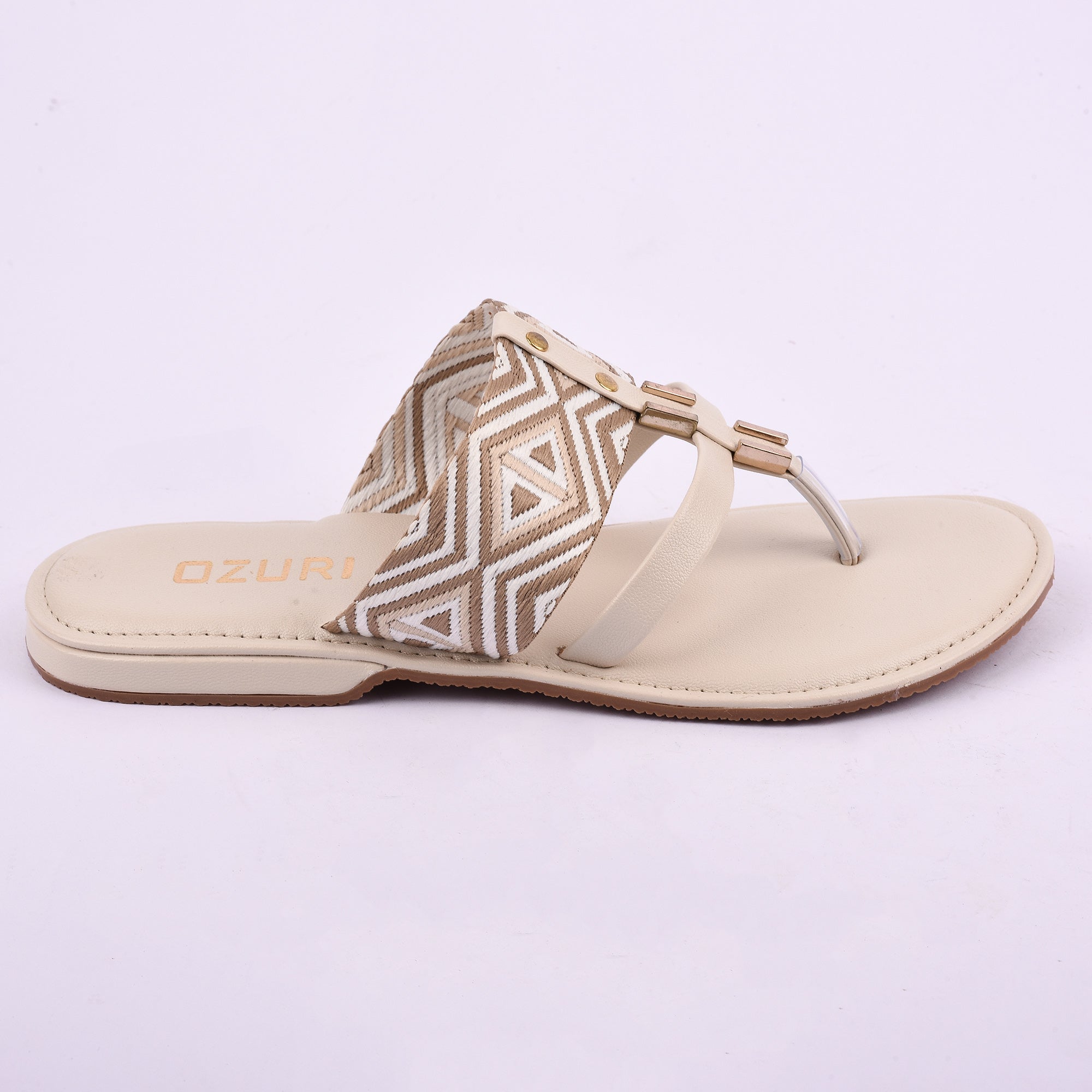 OZURI Women’s Ethnic Embroidered Flats – Stylish & Comfortable Daily Wear Sandals(10603)