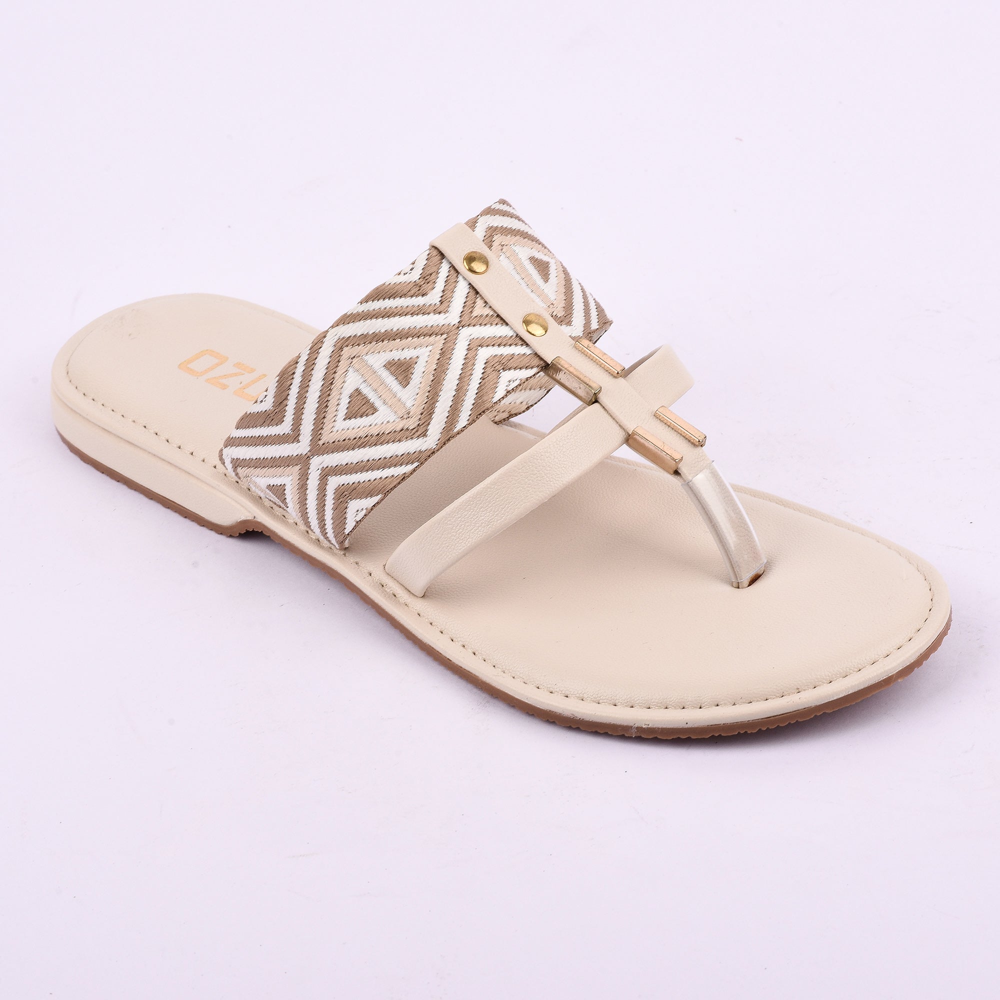 OZURI Women’s Ethnic Embroidered Flats – Stylish & Comfortable Daily Wear Sandals(10603)