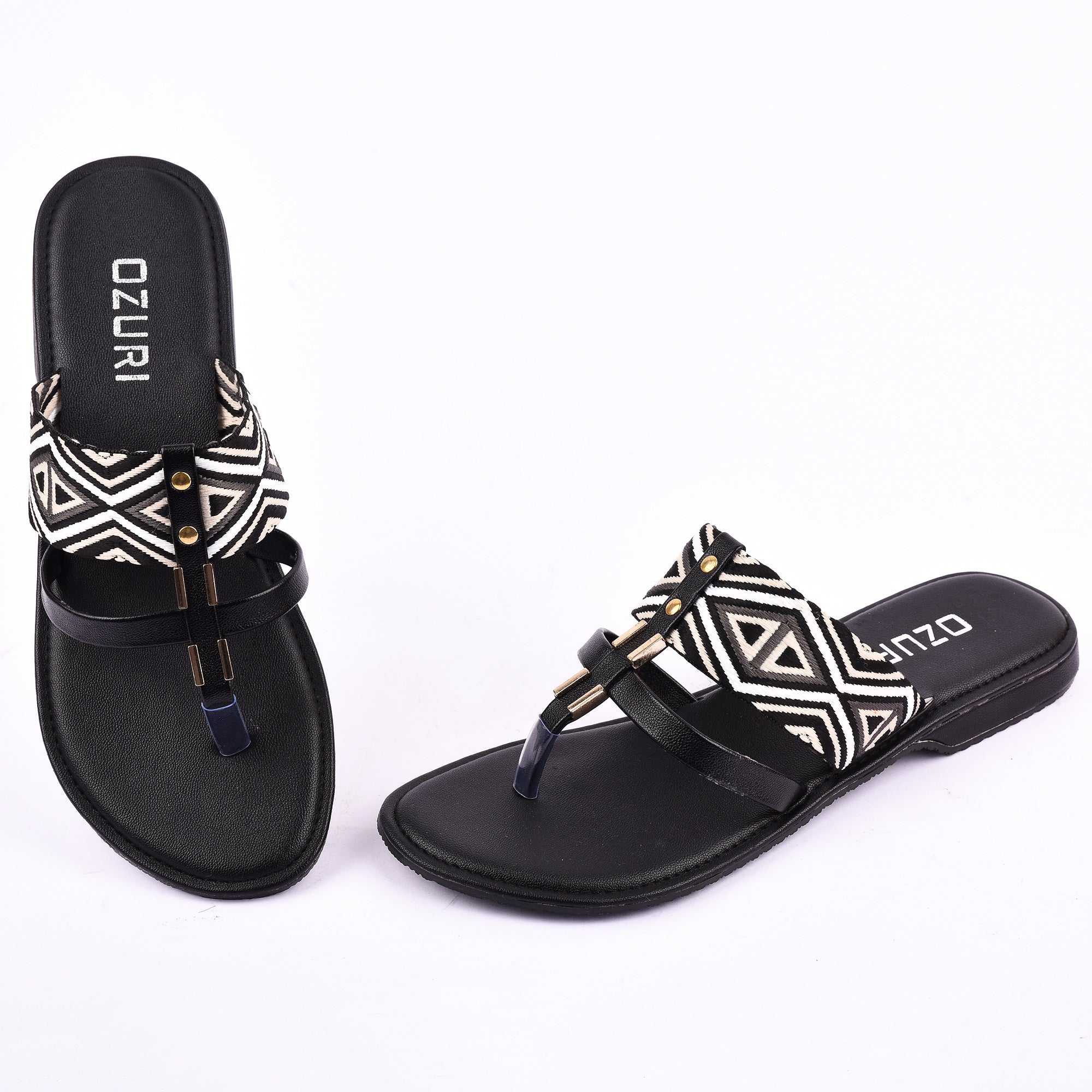 OZURI Women’s Ethnic Embroidered Flats – Stylish & Comfortable Daily Wear Sandals(10603)
