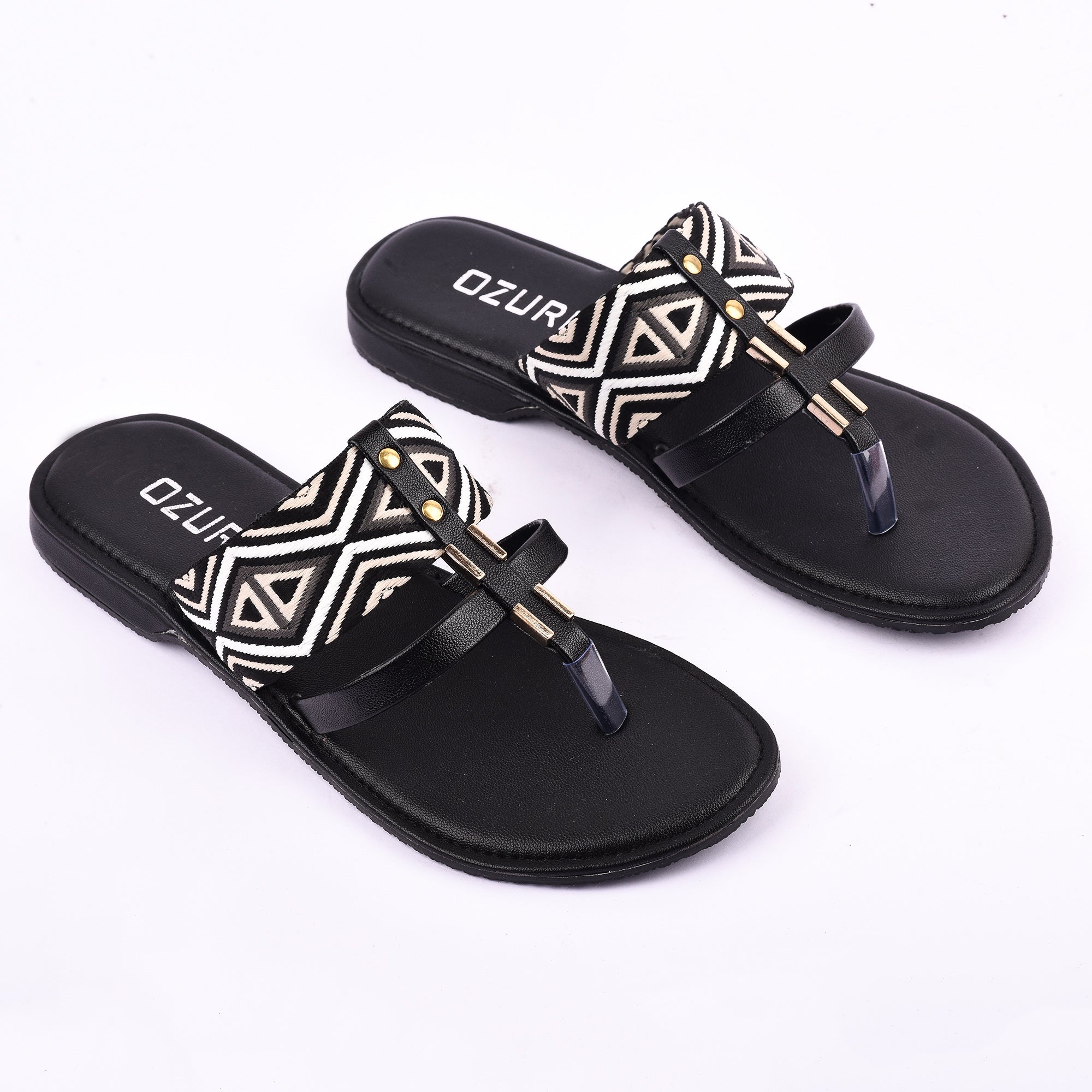 OZURI Women’s Ethnic Embroidered Flats – Stylish & Comfortable Daily Wear Sandals(10603)