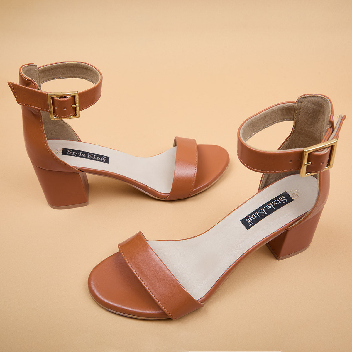 Mia Solid Ankle Strap Heels