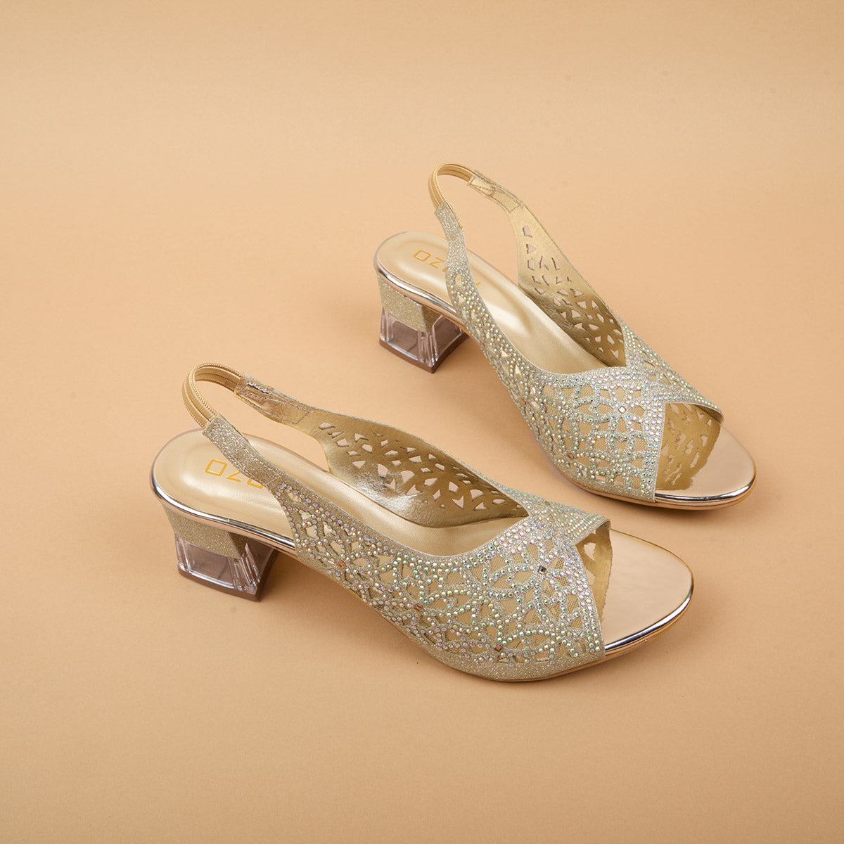 Zeba Embellished Peep Toe Heels