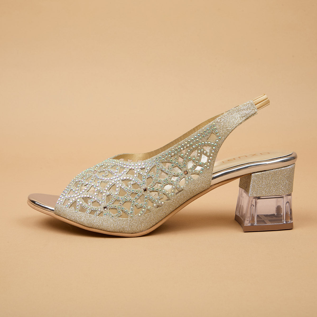 Zeba Embellished Peep Toe Heels