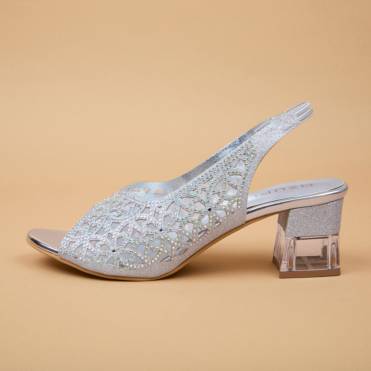 Zeba Embellished Peep Toe Heels