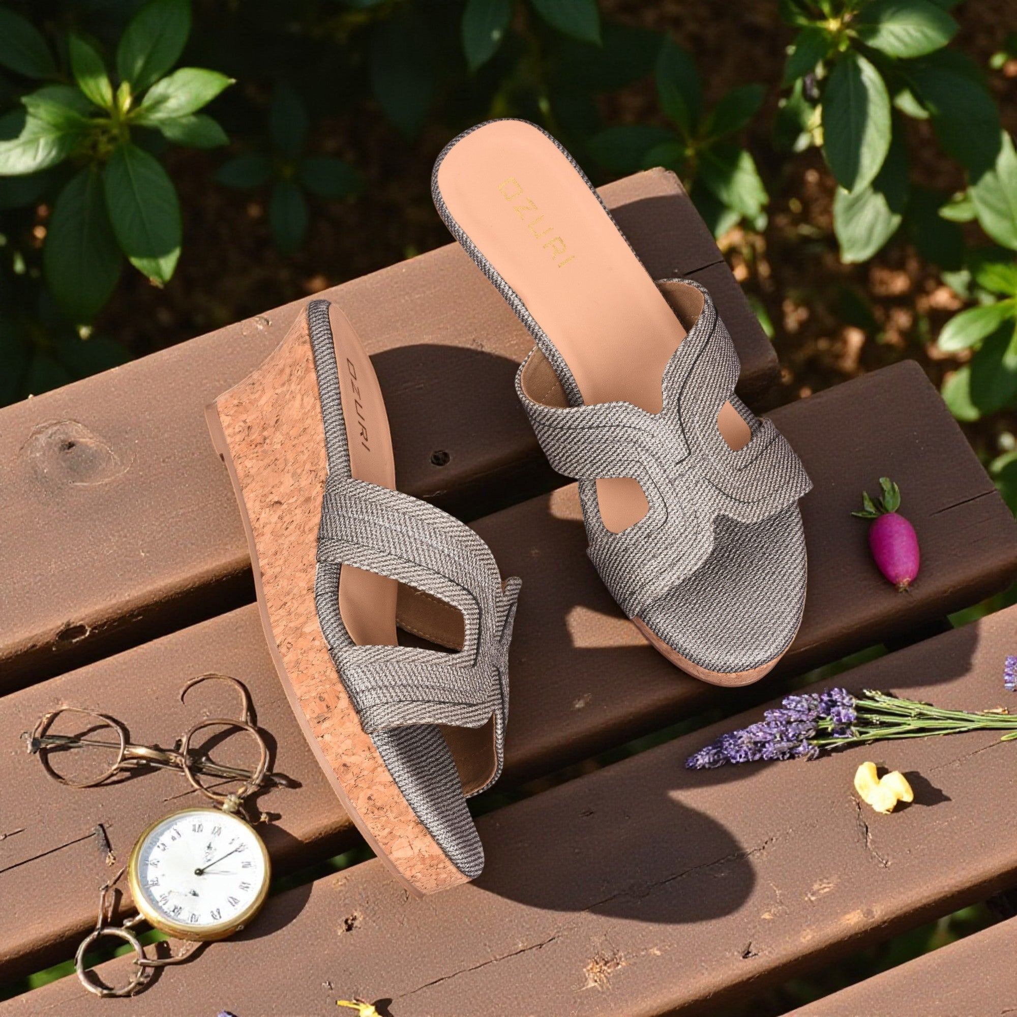 Ozuri Textured Slip-On Wedge Heels